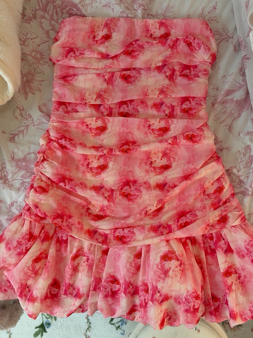 Hello Molly Pink Floral Ruffle Mini Dress